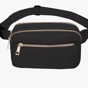 Chic Black Belt Bag with Gold Accents